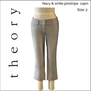 OR BEST OFFER! Must Go! THEORY Capri Pants. Navy & White Pin Stripes, Sz: 2.